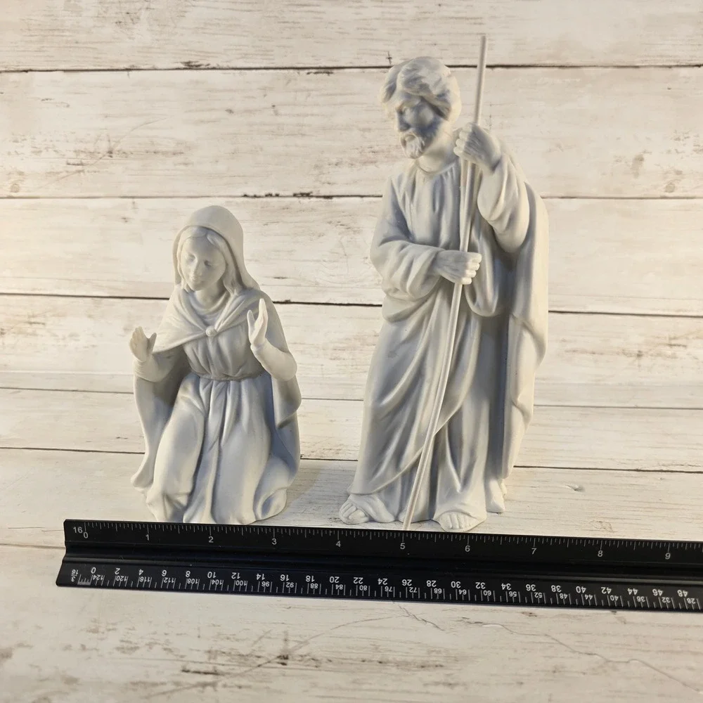 Homco 3 pc Nativity Set White Bisque 5614 Christmas Holy Holiday Vintage